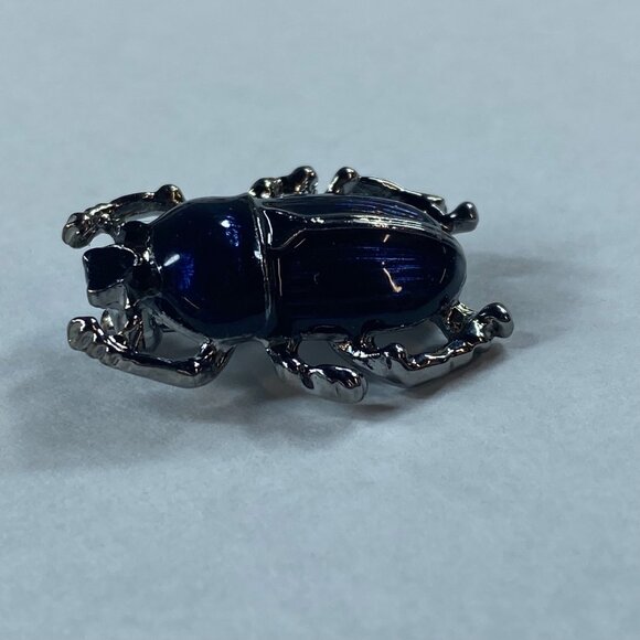 Beetle Bug Jewelry Pin Brooch Silver and Blue Color Metal Accessory Womens - Picture 13 of 16
